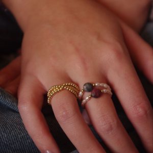 Bague eau douce et tourmaline